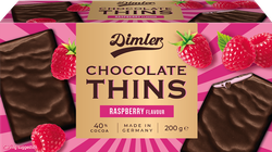 Шоколад темный DIMLER Chocolate Thins со вкусом малины, 200г, изображение