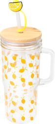 Кружка HOMECLUB Lemons, с трубочкой, стекло, 700мл, Арт. CS123, картинка