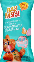 Мороженое ВАУ МЯУ Двухслойное, пломбир со вкусом сладкой ваты и со вкусом баббл-гам 12%, без змж, 65г, изображение