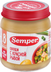 Пюре рыбно-овощное SEMPER Овощи с красной рыбой, с 8 месяцев, 100г, вид