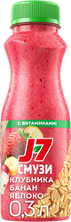 Продукт питьевой J7 Смузи Клубника, банан, яблоко со злаками с витаминами, 300мл, детальное фото