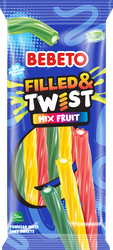 Мармелад жевательный BEBETO Filled & twist mix fruit со вкусом тутти-фрутти, 160г, фотография