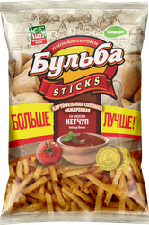 Чипсы картофельные БУЛЬБА STICKS Соломка из цельного картофеля со вкусом кетчупа, 120г, картинка