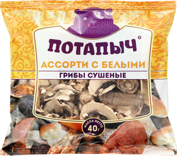 Грибы сушеные ПОТАПЫЧ Ассорти с белыми грибами, 40г, картинка