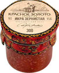 Икра горбуши соленая КРАСНОЕ ЗОЛОТО Тихоокеанская зернистая, 300г, фотография