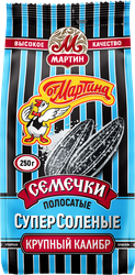 Семечки подсолнечника ОТ МАРТИНА Премиум, полосатые суперсоленые, 250г, фотография