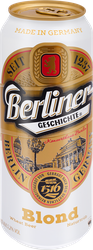 Пиво светлое BERLINER Geschichte Wheat Beer Blond нефильтрованное пастеризованное неосветленное 5,2%, 0.5л, крупный план