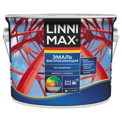 Грунт-эмаль алкидная быстросохнущая по ржавчине LINNIMAX Эмаль шелковисто-матовая База 3 2,35 л, изображение