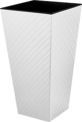 Горшок Ingreen Manhattan Cube 300×300×564 мм 34 л с дренажной вставкой белоснежный жасмин, детальное фото