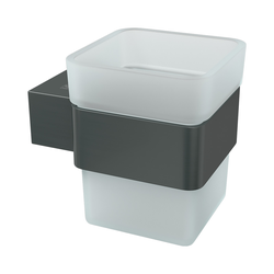 Стакан для зубных щёток Lemark 9736015 SMOOTH LINE с держателем, графит, вид