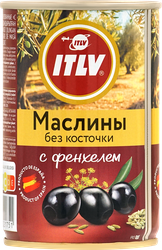 Маслины ITLV с фенхелем, 314мл, крупный план