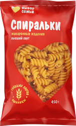 Макароны ВЫБОР СЕМЬИ Спиральки, 450г, изображение
