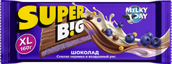Шоколад молочный MILKY DAY Super big с начинкой с ароматом черники и воздушным рисом, 160г, вид