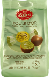 Конфеты шоколадные ZAINI Boule d'or из молочного шоколада с фисташковым кремом, 125г, детальное фото