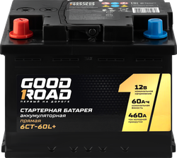 Батарея аккумуляторная GOOD ROAD стартерная прямая 6СТ-60L+, фотография