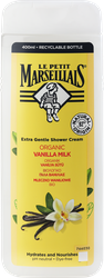 Гель для душа LE PETIT MARSEILLAIS Bio Ванильное молоко, 400мл, крупный план