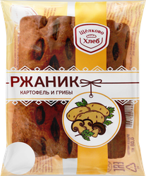 Ржаник ЩЕЛКОВОХЛЕБ с картофелем и грибами, 80г, крупный план