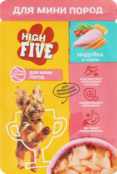 Корм консервированный для собак HIGH FIVE с индейкой в соусе, для мелких пород, 85г, вид