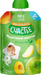 Пюре фруктовое МАЛЕНЬКОЕ СЧАСТЬЕ Фруктовый салатик, с 5 месяцев, 90г, детальное фото