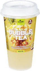 Напиток AZIANO Bubble Tea Ананас, маракуйя с джус боллами негазированный, 0.45л, крупный план