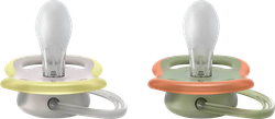 Пустышка PHILIPS AVENT Ultra Air, зеленая/серая без рисунка, с 6 до 18 месяцев, 2шт, фото