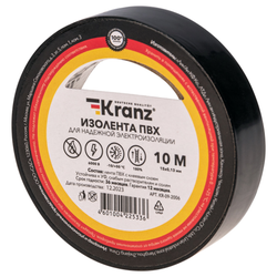 Изолента Kranz ПВХ 0,13х15 мм 10 м черная, вид