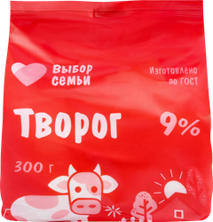 Творог ВЫБОР СЕМЬИ 9%, без змж, 300г, детальное фото