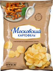 Чипсы картофельные МОСКОВСКИЙ КАРТОФЕЛЬ Хрустящие со вкусом лисичек в сливочном соусе, 70г, фото