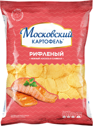 Чипсы картофельные МОСКОВСКИЙ КАРТОФЕЛЬ Рифленые хрустящие со вкусом нежного лосося в сливках, 70г, детальное фото