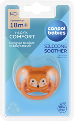 Пустышка CANPOL BABIES Cute Animals, силиконовая симметричная оранжевая с лисой, с 18 месяцев, Арт. 34/926_ora, детальное фото