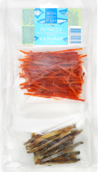 Микс сушено-вяленый WISH FISH Путассу соломка и кальмар паутинка, 70г, фотография