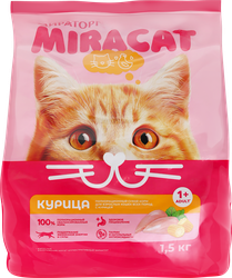 Корм сухой для кошек MIRACAT с курицей, 1,5кг, изображение