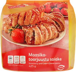Слойка EESTI PAGAR с клубникой и сливочным сыром, 425г, крупный план
