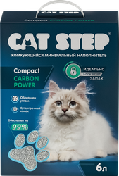 Наполнитель для кошачьего туалета CAT STEP Compact Carbon Power минеральный комкующийся, 6л, фото
