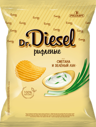 Чипсы картофельные DR.DIESEL со вкусом сметана и зеленый лук, 120г, фото