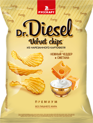 Чипсы картофельные DR.DIESEL со вкусом нежный чеддер и сметана, 120г, картинка