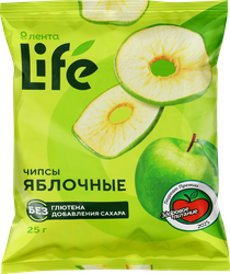 Чипсы ЛЕНТА LIFE Яблочные классические, 25г, вид