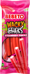 Мармелад жевательный BEBETO Wacky sticks strawberry pencils со вкусом клубники, 160г, фото