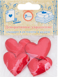 Украшение декоративное ФЕНИКС-ПРЕЗЕНТ Сердечки 3,5x0,2x3,1см, Арт. 82644/45, 4шт, картинка