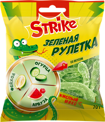 Мармелад жевательный STRIKE Зеленая рулетка, огурец/фейхоа/арбуз, 70г, детальное фото