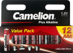 Изображение товара Батарейки CAMELION LR03 1,5В 1250мАч 12 шт алкалиновые AAA