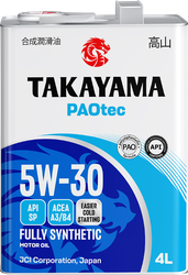 Масло моторное TAKAYAMA Paotec 5W-30 A3/B4 SP, Арт. 6056059, 4л, крупный план