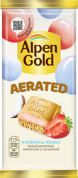 Шоколад белый ALPEN GOLD Aerated пористый с клубнично-кокосовой начинкой, 75г, детальное фото