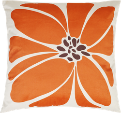 Подушка декоративная HOMECLUB Velvet 45х45см, бежевая с оранжевым цветком, Арт. CJ1224-1, вид