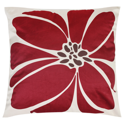 Подушка декоративная HOMECLUB Velvet 45х45см, бежевая с бордовым цветком, Арт. CJ1224-1, вид