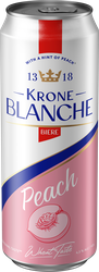 Напиток пивной KRONE BLANCHE BIERE Peach пастеризованный 4,5%, 0.45л, крупный план
