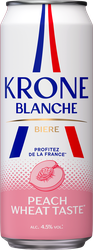 Напиток пивной KRONE BLANCHE BIERE Peach пастеризованный 4,5%, 0.45л, вид