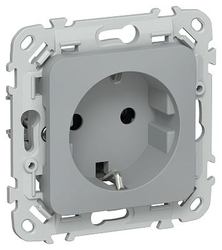 Розетка IEK Flite с з/к без з/ш б/к 16А РС11-1-ФлС сер., фото