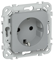 Розетка IEK Flite с з/к/ш б/к 16А РСш11-1-ФлС сер., крупный план