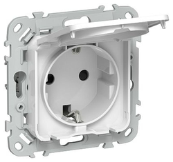 Розетка IEK Flite с з/к/ш кр б/к 16А IP44 РСшкр11-1-44-ФлБ бел., детальное фото
